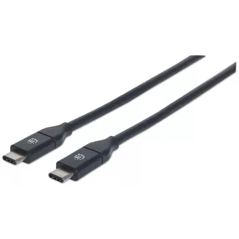 Manhattan USB-C į USB-C kabelis, 1 m, kištukas–kištukas, juodas, 10 Gbps (USB 3.2 Gen2, dar vadinamas USB 3.1), 3 A (greitas įkrovimas), SuperSpeed+ USB, garantija visam laikui, atitinka USB31CC1M