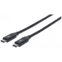 Manhattan USB-C į USB-C kabelis, 1 m, kištukas–kištukas, juodas, 10 Gbps (USB 3.2 Gen2, dar vadinamas USB 3.1), 3 A (greitas įkrovimas), SuperSpeed+ USB, garantija visam laikui, atitinka USB31CC1M