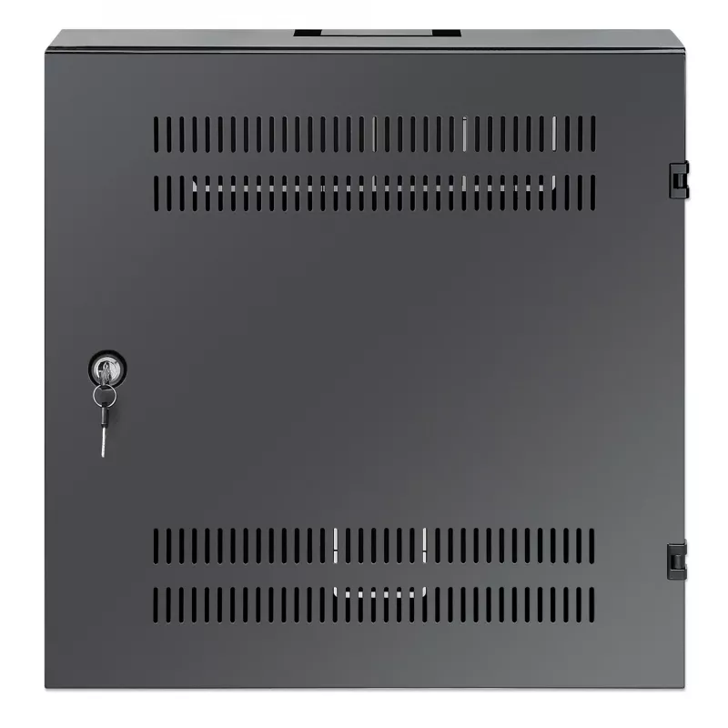 Intellinet žemo profilio 19 colių sieninė montuojama spinta su 4U horizontaliomis ir 2U vertikaliomis bėgeliais plona, erdvę taupanti korpusas, kurio gylis tik 170 mm (6,7 col.), idealiai tinka AV, multimedijos ir stebėjimo reikmėms, surinkta, juoda RAL 7021
