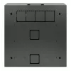 Intellinet žemo profilio 19 colių sieninė montuojama spinta su 4U horizontaliomis ir 2U vertikaliomis bėgeliais plona, erdvę taupanti korpusas, kurio gylis tik 170 mm (6,7 col.), idealiai tinka AV, multimedijos ir stebėjimo reikmėms, surinkta, juoda RAL 7021