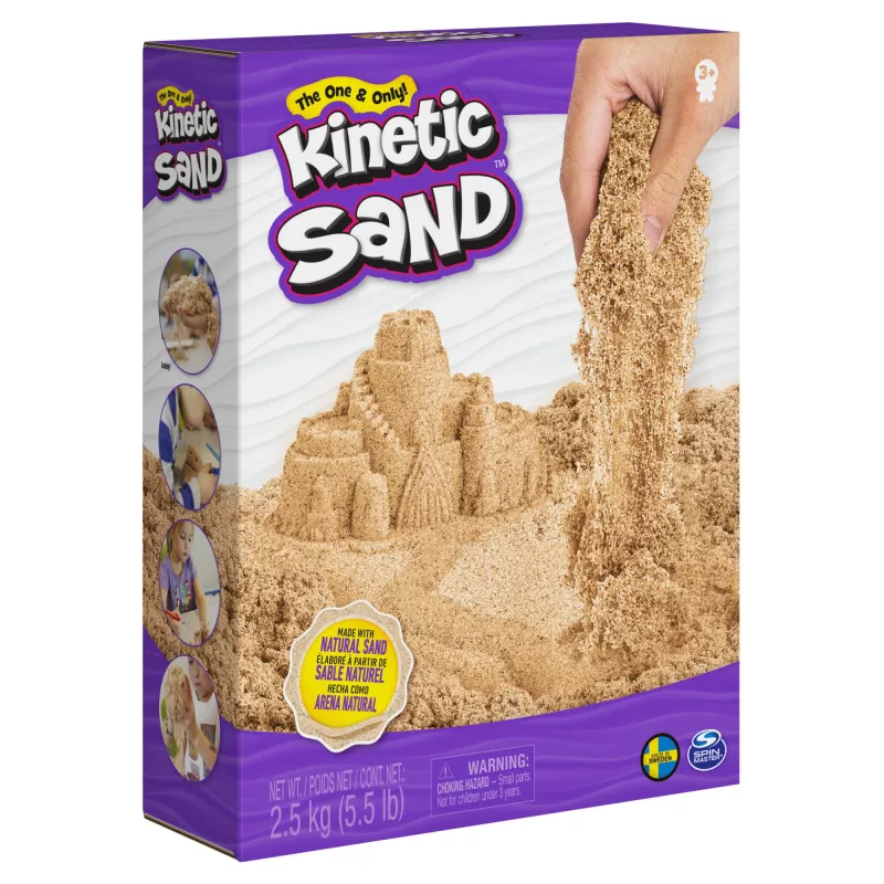 „Kinetic Sand“, 2,5 kg natūralios rudos spalvos žaidimų smėlio, skirtas menams ir amatams, smėlio dėžei, išskirtinis „Amazon“ produktas (pakuotė gali skirtis), formuojami sensoriniai žaislai, nuo 3 metų