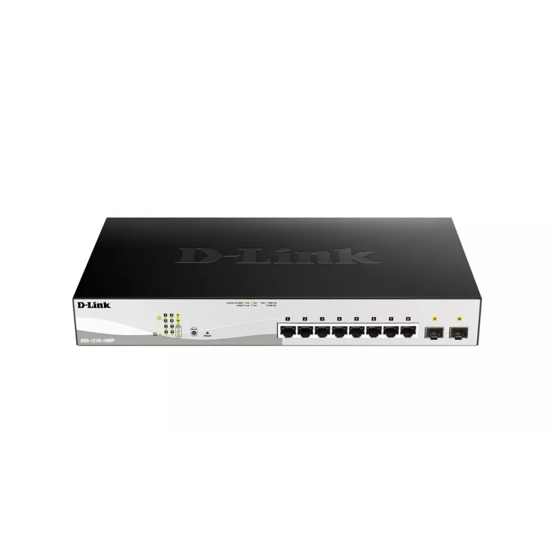 D-Link 10 prievadų Gigabit PoE+ išmanus valdomas komutatorius, įskaitant 2 SFP prievadus