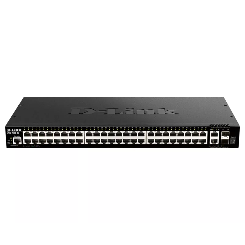 D-Link 48 prievadų gigabito jungiamas išmanus valdomas komutatorius su 2 x 10GBase-T prievadais ir 2 x 10G SFP+