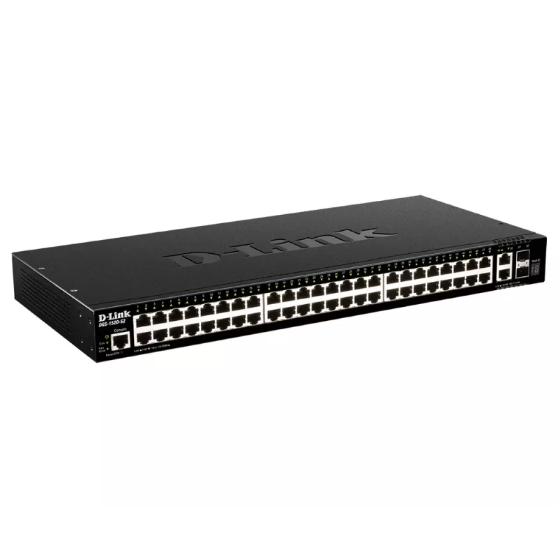 D-Link 48 prievadų gigabito jungiamas išmanus valdomas komutatorius su 2 x 10GBase-T prievadais ir 2 x 10G SFP+