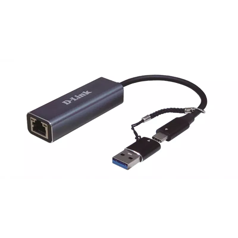 D-Link USB-C/USB į 2.5G Ethernet adapteris, laidinis, USB Type-A/USB Type-C, Ethernet, 2500 Mbit/s, juoda