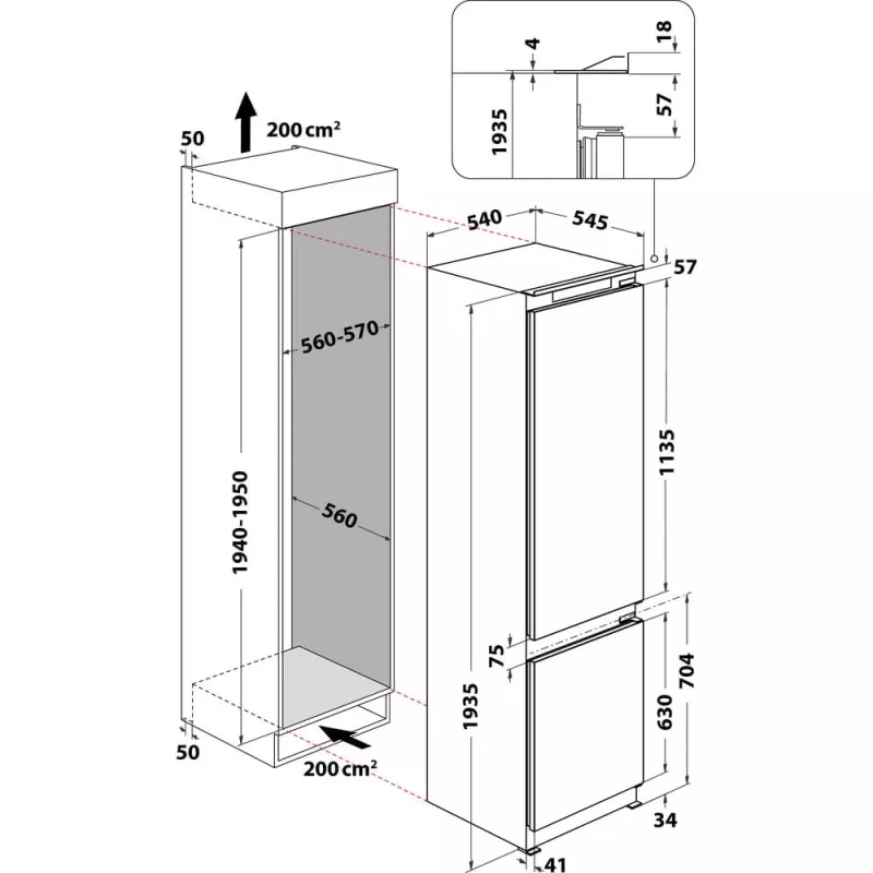 Whirlpool WHC20D023B1 SF Įmontuojamas 300 L Baltos spalvos