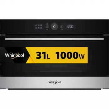 Whirlpool WMD54MX juoda, nerūdijančio plieno, grilis, mikrobangų krosnelė, įmontuojama, 31 l, 1000 W