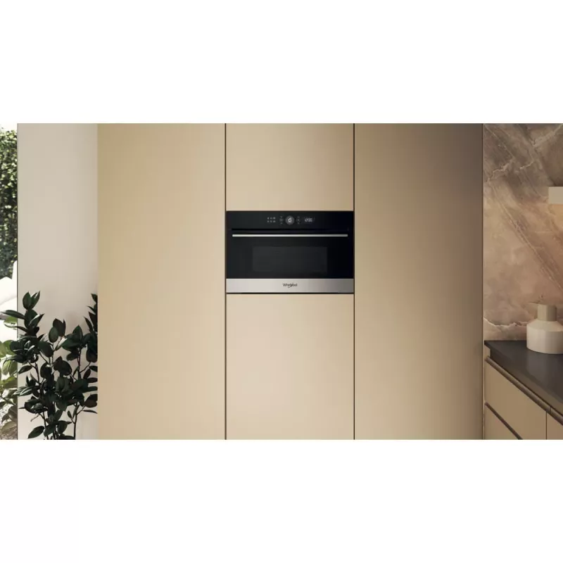 Whirlpool WMD54MX juoda, nerūdijančio plieno, grilis, mikrobangų krosnelė, įmontuojama, 31 l, 1000 W