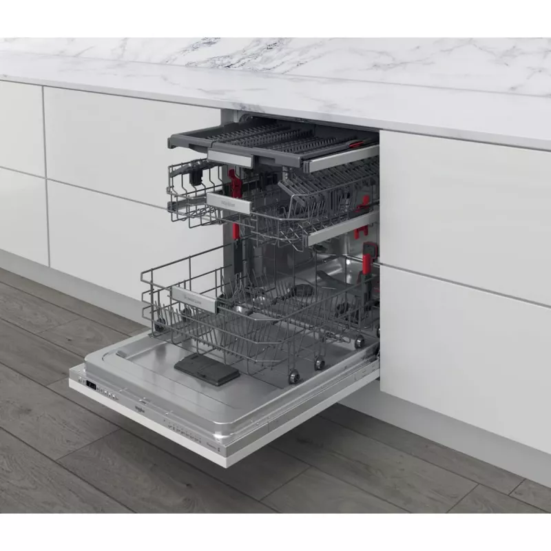 Whirlpool WIO 3O26 PL visiškai įmontuojama 14 stalo įrankių komplektų