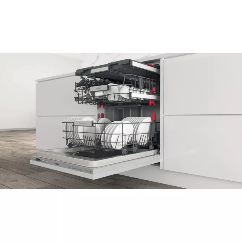 Whirlpool WIO 3O26 PL visiškai įmontuojama 14 stalo įrankių komplektų