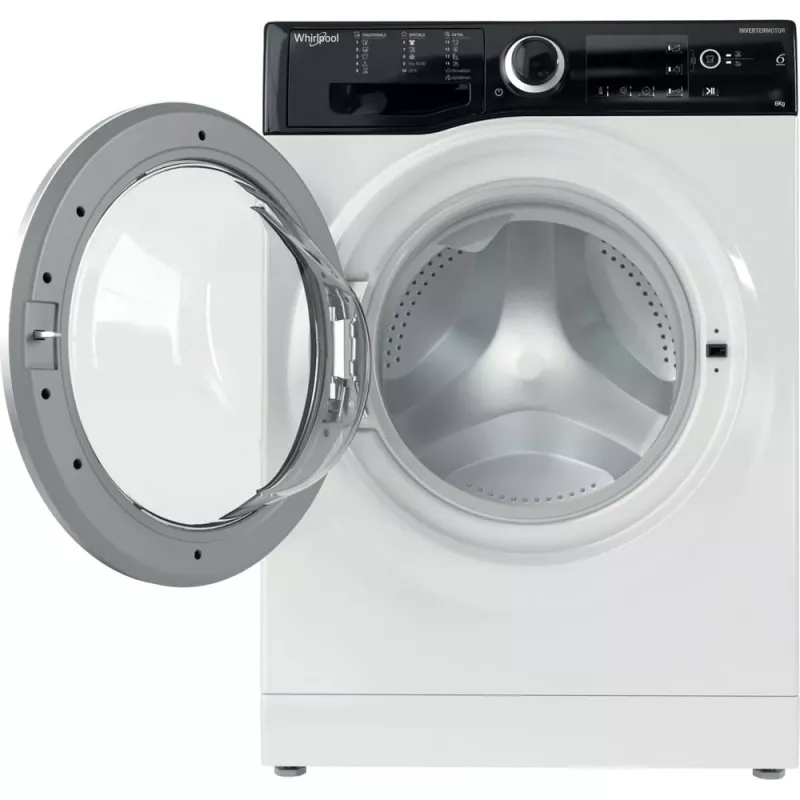 Whirlpool WRBSB 6249 S EU skalbimo mašina, įkraunama iš priekio, 6 kg, 1151 aps./min., juoda, balta