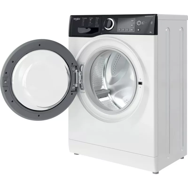 Whirlpool WRBSB 6249 S EU skalbimo mašina, įkraunama iš priekio, 6 kg, 1151 aps./min., juoda, balta