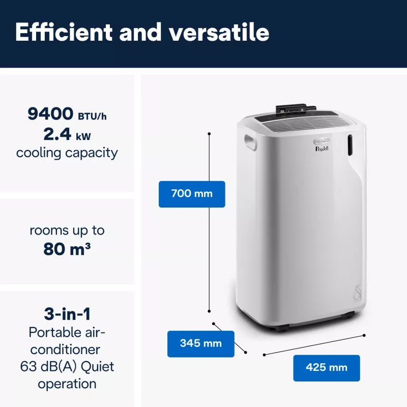 De’Longhi PAC EM82 nešiojamasis oro kondicionierius 63 dB 1000 W Baltas