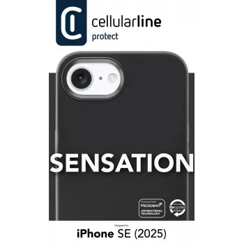 Cellularline Sensation - iPhone 16e/17e minkštos liesti silikoninis dėklas su integruota Microban® antibakterine technologija