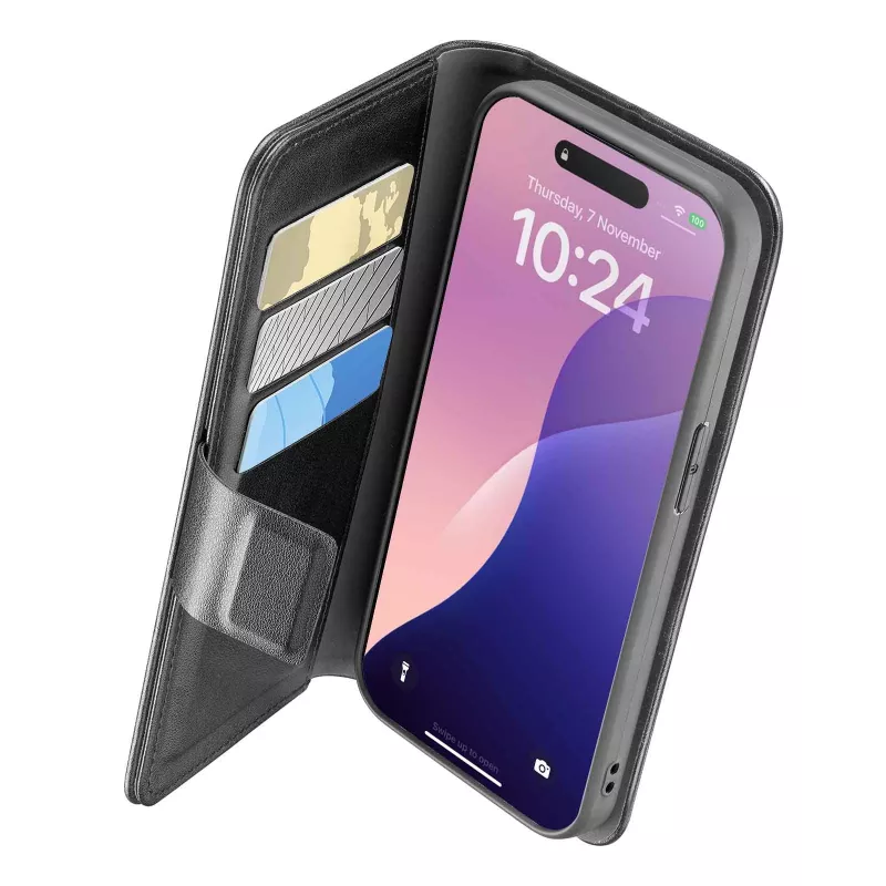 Cellularline Book Agenda - odinės apdailos knygos tipo dėklas su magnetiniu užsegimu, skirtas iPhone 16e/17e