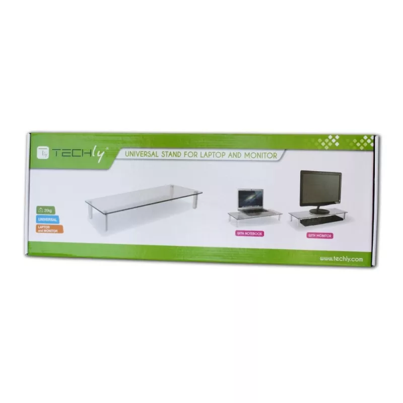 Techly Universalus ant stalo dedamas monitoriaus stovas, laisvai statomas, 20 kg, 33 cm (13 colių), 81,3 cm (32 colių), skaidrus