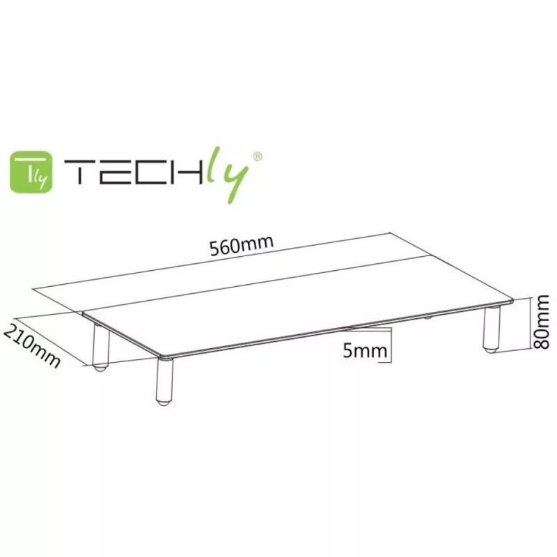 Techly Universalus ant stalo dedamas monitoriaus stovas, laisvai statomas, 20 kg, 33 cm (13 colių), 81,3 cm (32 colių), skaidrus