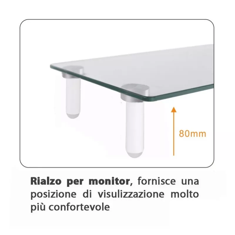 Techly Universalus ant stalo dedamas monitoriaus stovas, laisvai statomas, 20 kg, 33 cm (13 colių), 81,3 cm (32 colių), skaidrus