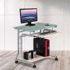 Techly kompaktiškas kompiuterio stalas metalas ir stiklas su ratukais ICA-TB 3791A