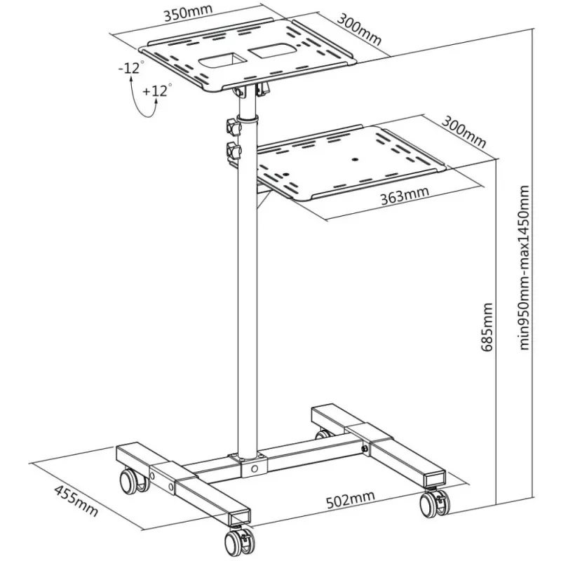 Techly ICA-TB TPM-10 nešiojamojo kompiuterio stovas, juodas