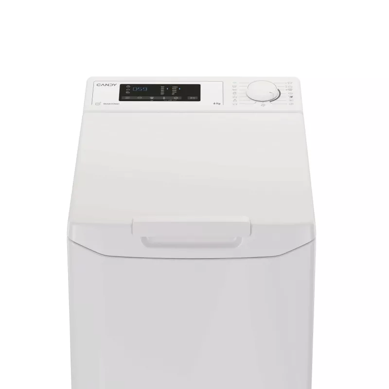 Skalbimo mašina Candy TCA063D3-S, viršutinio įkrovimo, 6 kg, 1000 aps./min, balta