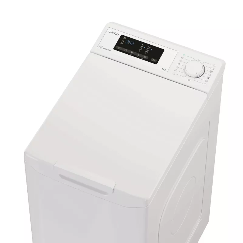 Skalbimo mašina Candy TCA063D3-S, viršutinio įkrovimo, 6 kg, 1000 aps./min, balta