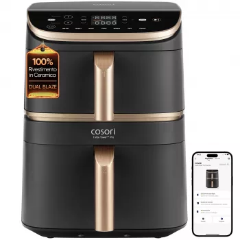 Cosori Turbo Tower Pro Smart atskirai stovinti 10,8 L 2630 W karšto oro gruzdintuvė Juoda, Auksinė