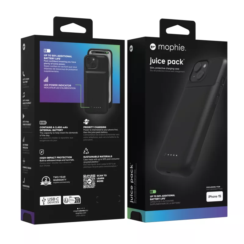 mophie Juice Pack mobiliojo telefono dėklas 15,5 cm (6,1 colio) Dangtelis Juoda