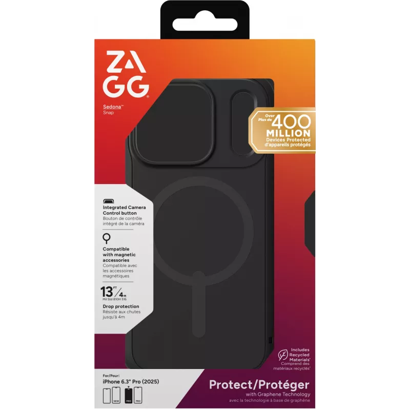ZAGG Sedona Snap dėklas, skirtas Apple iPhone 17 Pro Flood Juoda, Dėklas, Apple, iPhone 17 Pro, 16 cm (6,3 inch), Juoda