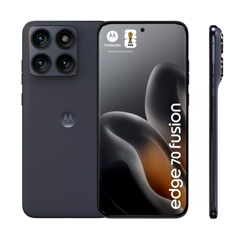 Išmanusis telefonas Motorola edge 70 fusion — 6,78 col. AMOLED, Snapdragon 7s Gen 3, 8 GB RAM, 256 GB, 5200 mAh, Dual SIM, Android 16 (Juoda)