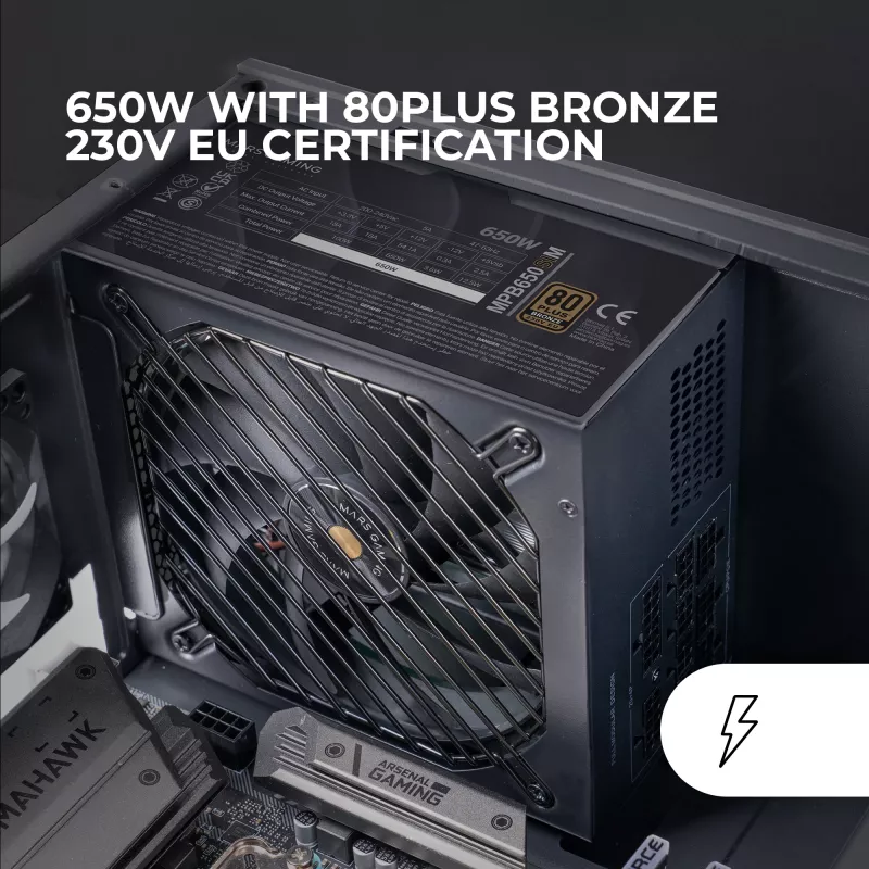 Mars Gaming MPB650SIM maitinimo blokas 650 W 24 kontaktų ATX ATX juodas