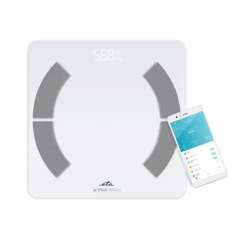 Elektroninės asmeninės svarstyklės ETA ETA277990000 — baltos, kvadratinės, 180 kg talpa, 100 g tikslumas