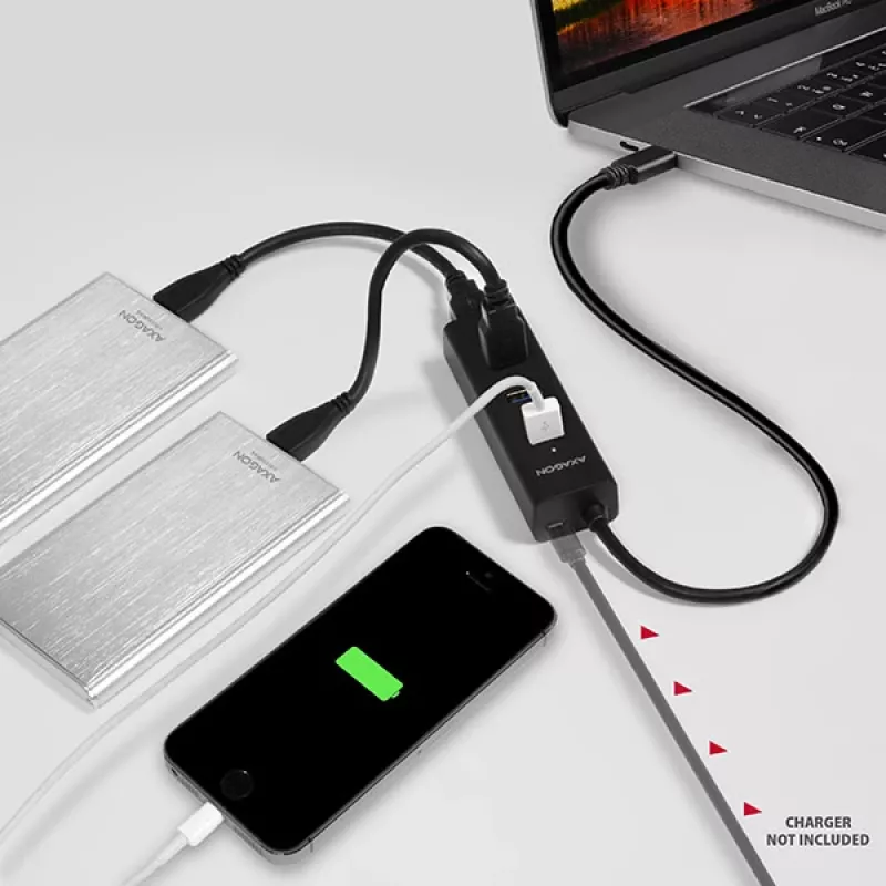 Axagon HUE-S2C sąsajos šakotuvas USB 3.2 Gen 1 (3.1 Gen 1) Type-A 5000 Mbit/s juodas