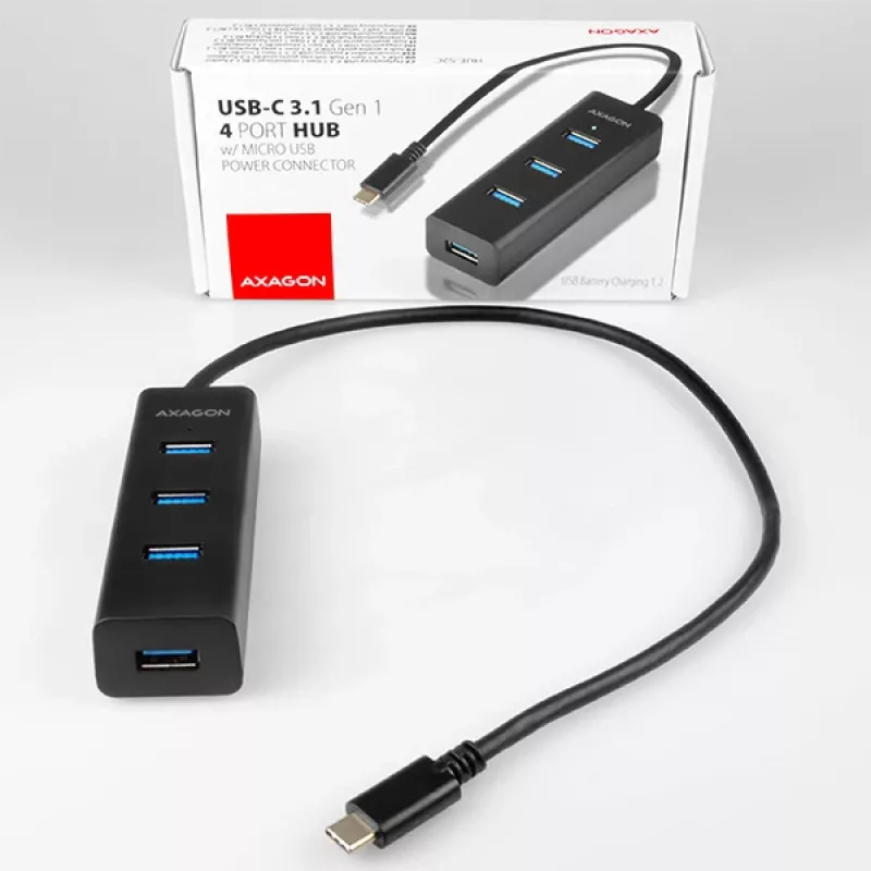 Axagon HUE-S2C sąsajos šakotuvas USB 3.2 Gen 1 (3.1 Gen 1) Type-A 5000 Mbit/s juodas