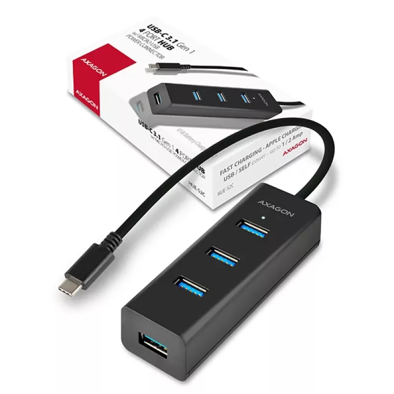 Axagon HUE-S2C sąsajos šakotuvas USB 3.2 Gen 1 (3.1 Gen 1) Type-A 5000 Mbit/s juodas