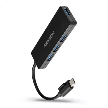Axagon SuperSpeed USB-C plonas šakotuvas, USB 3.2 Gen 1 (3.1 Gen 1) Type-C, USB 3.2 Gen 1 (3.1 Gen 1) Type-A, 5000 Mbit/s, juodas, plastikinis, 0,14 m