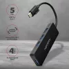 Axagon SuperSpeed USB-C plonas šakotuvas, USB 3.2 Gen 1 (3.1 Gen 1) Type-C, USB 3.2 Gen 1 (3.1 Gen 1) Type-A, 5000 Mbit/s, juodas, plastikinis, 0,14 m