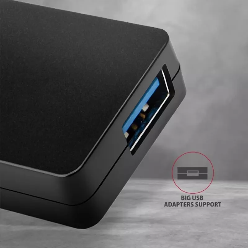 Axagon SuperSpeed USB-C plonas šakotuvas, USB 3.2 Gen 1 (3.1 Gen 1) Type-C, USB 3.2 Gen 1 (3.1 Gen 1) Type-A, 5000 Mbit/s, juodas, plastikinis, 0,14 m