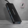 Axagon SuperSpeed USB-C plonas šakotuvas, USB 3.2 Gen 1 (3.1 Gen 1) Type-C, USB 3.2 Gen 1 (3.1 Gen 1) Type-A, 5000 Mbit/s, juodas, plastikinis, 0,14 m