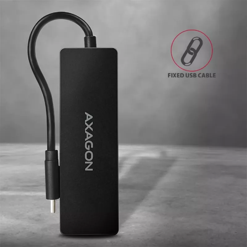 Axagon SuperSpeed USB-C plonas šakotuvas, USB 3.2 Gen 1 (3.1 Gen 1) Type-C, USB 3.2 Gen 1 (3.1 Gen 1) Type-A, 5000 Mbit/s, juodas, plastikinis, 0,14 m