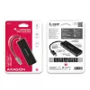 Axagon SuperSpeed USB-C plonas šakotuvas, USB 3.2 Gen 1 (3.1 Gen 1) Type-C, USB 3.2 Gen 1 (3.1 Gen 1) Type-A, 5000 Mbit/s, juodas, plastikinis, 0,14 m