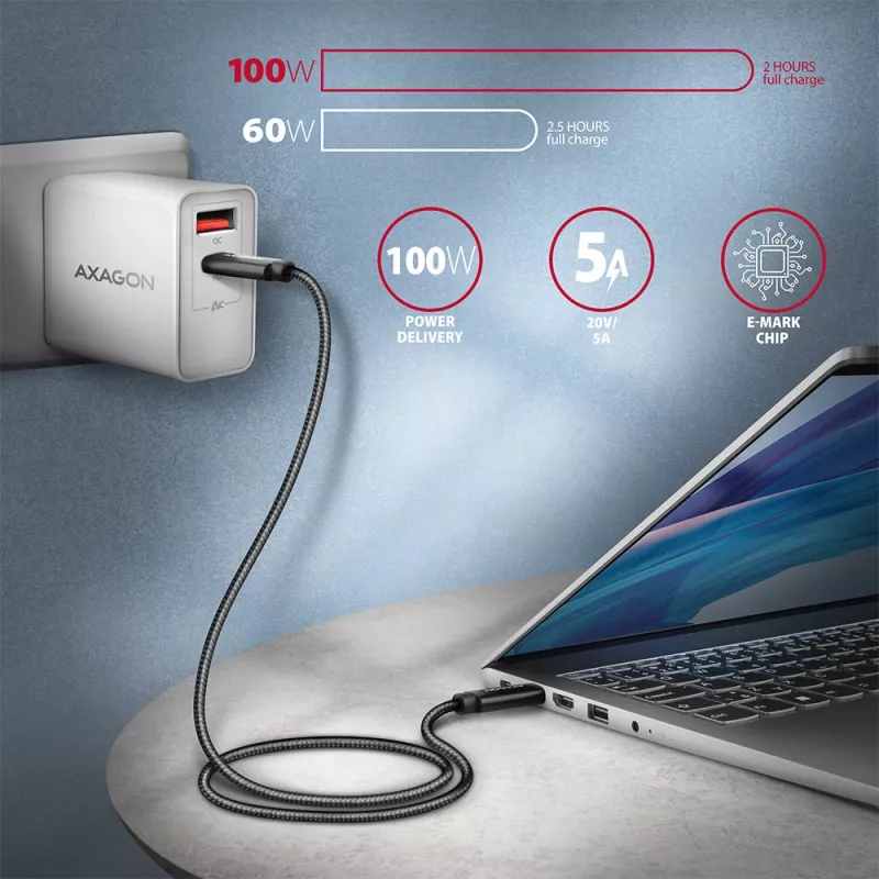 Axagon BUCM432-CM10AB USB laidas USB4 Gen 3x2 1 m USB C Juodas