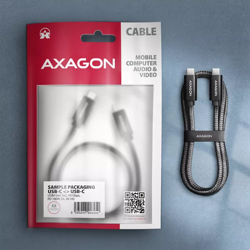 Axagon BUCM432-CM10AB USB laidas USB4 Gen 3x2 1 m USB C Juodas