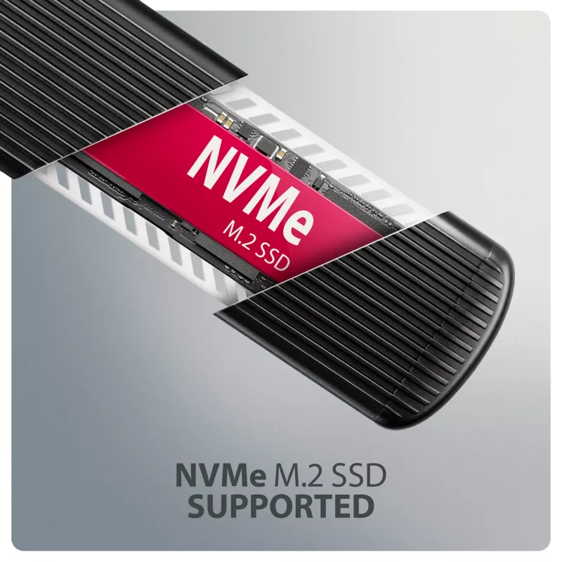 AXAGON EEM2-SC išorinis USB-C 10 Gbps bevaržtis metalinis M.2 NVMe SSD korpusas, vieno lizdo, pilkas