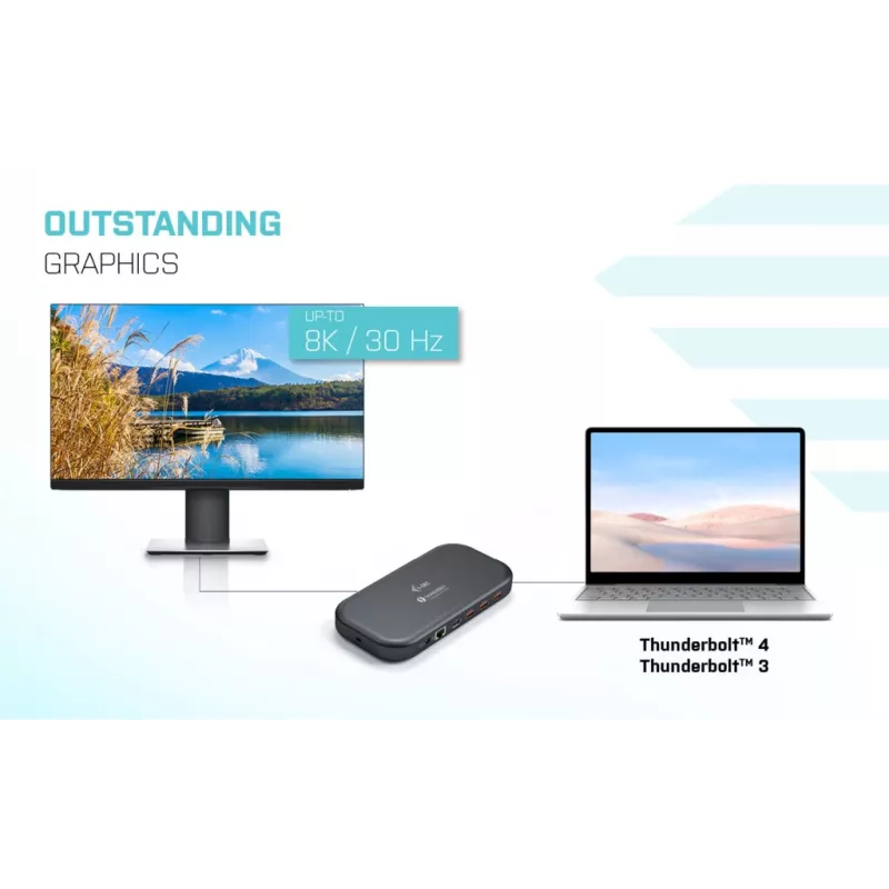 i-tec Thunderbolt 3/USB-C dviguba 4K prijungimo stotis + USB-C į DisplayPort laidas (1,5 m) + 60W maitinimo tiekimas