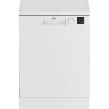 Laisvai pastatoma indaplovė BEKO DVN05320W — pilno dydžio 60 cm, 13 stalo įrankių komplektų, 49 dB, 5 programos, E klasė