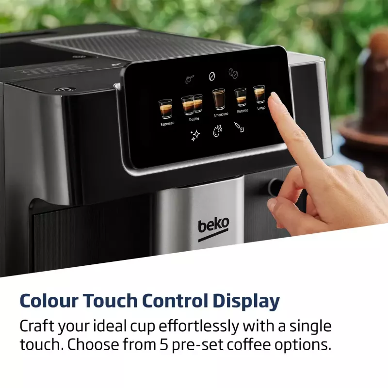 „Beko CEG7302B CaffeExperto“ kavos aparatas nuo pupelių iki puodelio su garų antgaliu