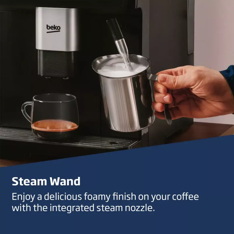 „Beko CEG7302B CaffeExperto“ kavos aparatas nuo pupelių iki puodelio su garų antgaliu