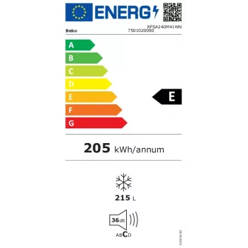 Vertikalus šaldiklis Beko RFSA240M41WN — 215 l, baltas, Fast Freeze, apverčiamos durys