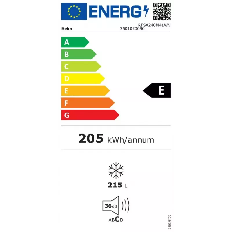 Vertikalus šaldiklis Beko RFSA240M41WN — 215 l, baltas, Fast Freeze, apverčiamos durys
